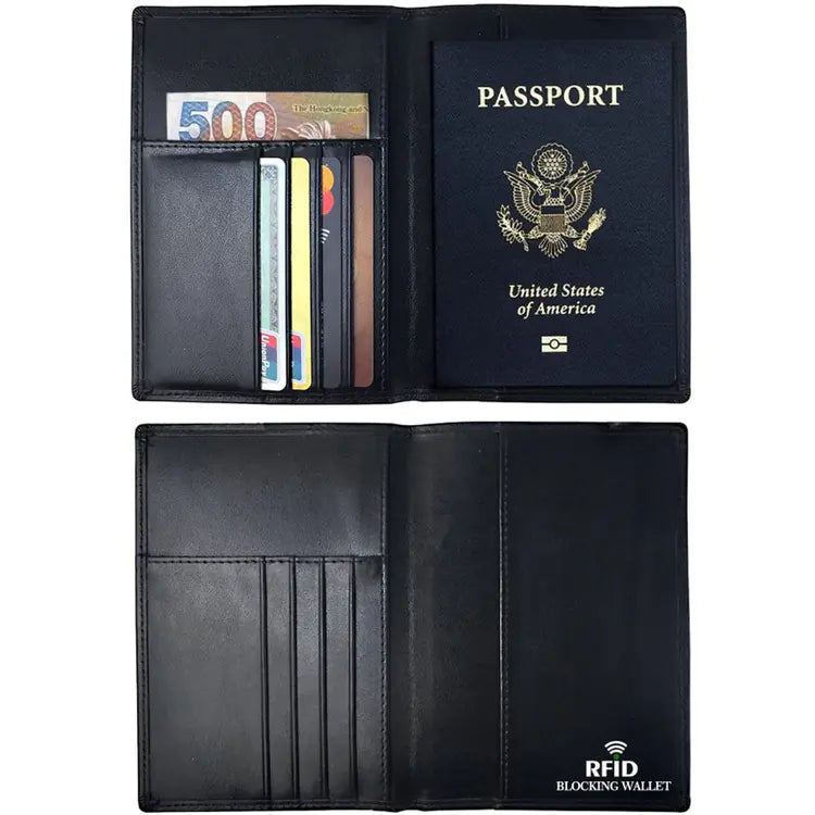 RFID-Blocking Leather Passport Case